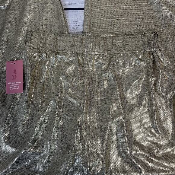 Ivy City Co Gloria Pants in Metallic size Medium Gold Sparkle Stretch Glamour - Picture 9 of 9